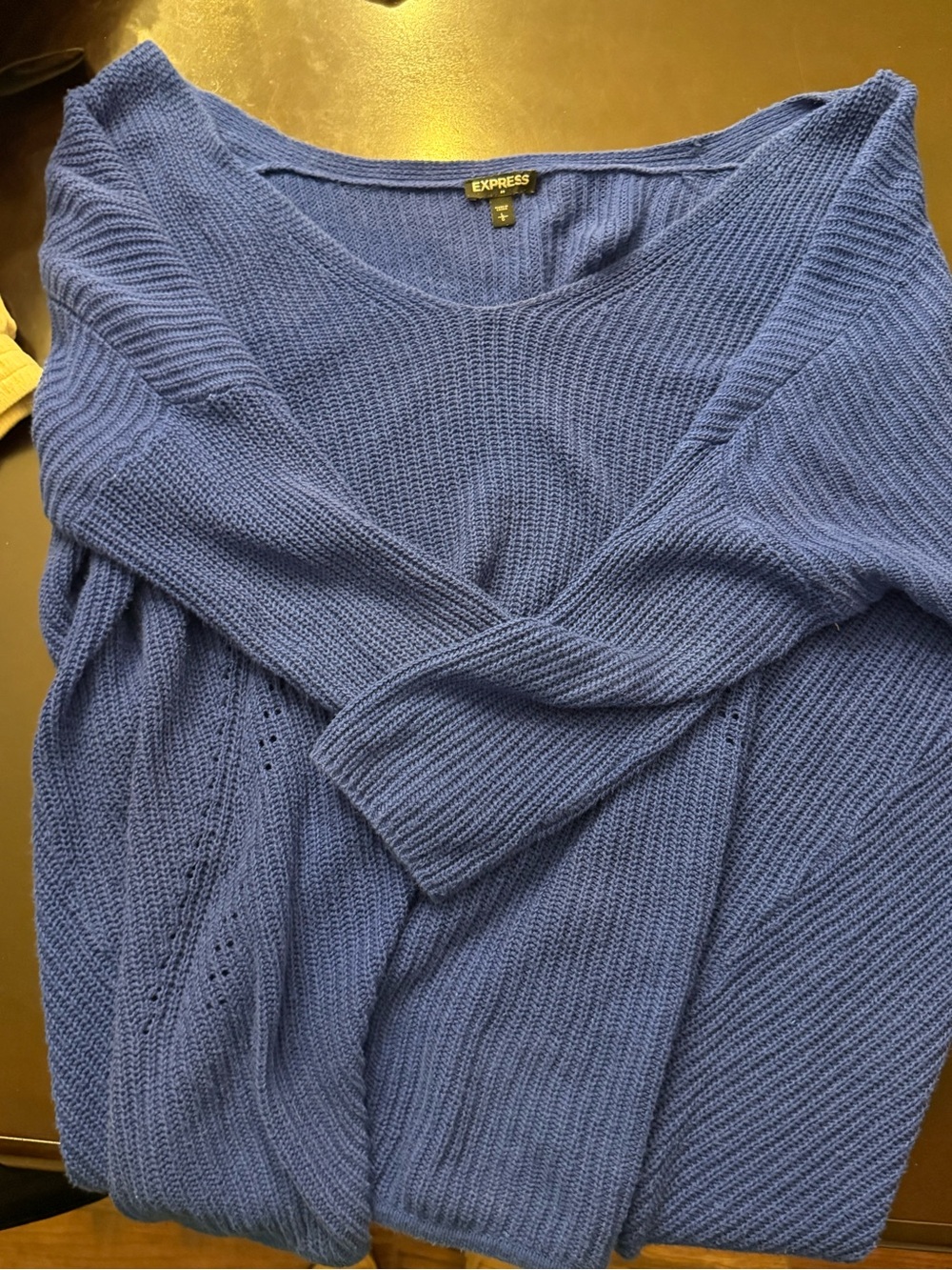 Express Scoop Neck Knit Sweater in Periwinkle Blue